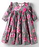 Rassha Full Puffed Sleeves Floral Printed Dress - Grey