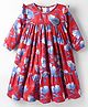 Rassha Full Puffed Sleeves Floral Printed Dress - Red