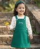 Babyhug Cotton Woven Frock & Full Sleeves Inner Tee With Floral Print & Embroidery Detailing - Green