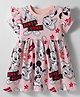Babyhug Disney Single Jersey Knit Half Sleeves Frock With Minnie Mouse & Friends Graphics & Frill Detailing - Pink