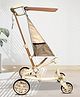 Angels & Mice Travel Cruiser Stroller for 2-7+ Years, Steel Frame,4pt. Safety Harness Lightweight Travel Stroller with Wide Seat, Big Wheels, Compact Fold, Adjustable Sunshade,Beige & Gold
