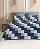 BhaiJi Bedsheets 220 TC Glace Cotton Bed Sheet King Size 108x108 Inch With 2 Pillow covers - NavyBlue star