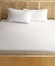 BhaiJi Bedsheet 180 TC Double Bed sheet Queen size Microfiber With 2 Pillow covers - White Stripe Flat