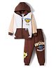 Bonfino Disney Terry Knit Hooded T-Shirt & Lounge Pant Set With Lion King Graphics & Kangaroo Pocket Detailing - Brown
