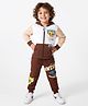 Bonfino Disney Terry Knit Hooded T-Shirt & Lounge Pant Set With Lion King Graphics & Kangaroo Pocket Detailing - Brown
