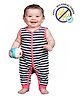 COCOON ORGANICS 100% Cotton Knit Sleeveless Striped Romper - Black White & Pink