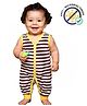 COCOON ORGANICS 100% Cotton Knit Sleeveless Striped Romper - Black White & Yellow