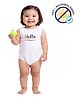 COCOON ORGANICS 100% Cotton Knit Sleeveless Hello Everyone Text Printed Anti Microbial Onesie - White