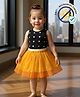 COCOON ORGANICS Cotton Knit Sleeveless Polka Dot Printed Anti Microbial Cross Back Top With Tutu Skirt Set - Orange & Black