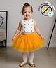COCOON ORGANICS Cotton Knit Sleeveless Polka Dot Printed Anti Microbial Cross Back Top With Tutu Skirt Set - Orange & White