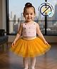 COCOON ORGANICS Cotton Knit Sleeveless Polka Dot Printed Anti Microbial Cross Back Top With Tutu Skirt Set - Orange & Pink