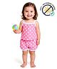 COCOON ORGANICS 100% Cotton Knit Sleeveless Polka Dots Printed Coordinating Anti Microbial Top & Shorts Set - Fuschia