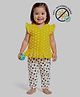 COCOON ORGANICS 100% Cotton Knit Cap Sleeves Polka Dots & Bugs Printed Anti Microbial Night Suit Set - Yellow & White