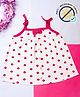 COCOON ORGANICS 100% Cotton Knit Polka Dots Printed Bow applique Detailed Anti Microbial Jhabla - White & Pink