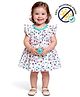 COCOON ORGANICS 100% Cotton Knit Cap Sleeves Floral Printed Anti Microbial Dress With Bloomer - Sky Blue & White
