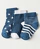 Cutewalk by Babyhug Ankle Length Anti-Bacterial Socks with Star Design & Stripes Pack of 3 - Navy Blue