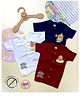 COCOON ORGANICS 100% Cotton Knit Pack Of 3 Half Sleeves Fruits Printed Anti Microbial Jhablas - Navy Blue Dark Red & White