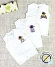 COCOON ORGANICS 100% Cotton Knit Pack Of 3 Sleeveless Space Theme & Shark Printed Anti Microbial Jhablas - White