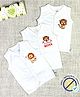 COCOON ORGANICS 100% Cotton Knit Pack Of 3 Sleeveless Baby Lions Printed Anti Microbial Jhablas - White