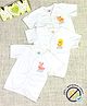 COCOON ORGANICS 100% Cotton Knit Pack Of 3 Half Sleeves Baby Animals Printed Anti Microbial Jhablas - White