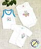 COCOON ORGANICS 100% Cotton Knit Pack Of 3 Half Sleeves Typography & Animals Printed Anti MIcrobial Vest Jhabla & Onesie Set - White