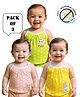 COCOON ORGANICS 100% Cotton Knit Pack Of 3 Sleeveless Polka Dots & Cute Baby Animals Printed Slips - Yellow Green & Peach