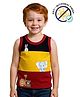 COCOON ORGANICS 100% Cotton Knit Sleeveless Anti Microbial Colour Blocked & Animals Printed Stretchable Sports Tee - Yellow Black & Red