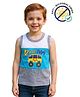 COCOON ORGANICS 100% Cotton Knit Sleeveless Anti Microbial Colour Blocked & Van Printed Stretchable Sports Tee - Sky Blue White & Grey Melange