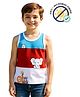 COCOON ORGANICS 100% Cotton Knit Sleeveless Rugby Striped Baby Animals Printed Anti Microbial Stretchable Tees - White Red & Sky Blue