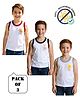 COCOON ORGANICS 100% Cotton Knit Pack Of 3 Sleeveless Baby Animals Printed Anti Microbial Vests - White Red Black & Grey Melange