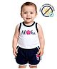 COCOON ORGANICS 100% Cotton Knit Sleeveless Aloha Text Printed Anti Microbial Stretchable Tee With Shorts Set - Red White & Black