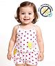 COCOON ORGANICS 100% Cotton Knit Sleeveless Polka Dots & Bunny Printed Stretchable Anti Microbial Spaghetti Top & Coordinating Shorts Set - White & Pink