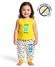 COCOON ORGANICS 100% Cotton Knit Sleeveless Butterfly Printed Stretchable Anti Microbial Top & Joggers Set - Yellow & White