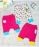COCOON ORGANICS 100% Cotton Knit Pack Of 3 Bugs & Typography Printed Anti Microbial Diaper Pajamas - Pink & White