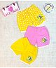 COCOON ORGANICS 100% Cotton Knit Pack Of 3 Polka Dots & Bee Printed Anti Microbial Shorts - Yellow & Pink