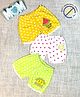 COCOON ORGANICS 100% Cotton Knit Pack Of 3 Polka Dots & Baby Animals Printed Anti Microbial Shorts - Green Yellow & White