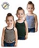 COCOON ORGANICS 100% Cotton Knit Pack Of 3 Striped Stretchable Anti Microbial Slips - White Green Blue & Black
