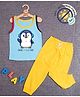 COCOON ORGANICS 100% Cotton Knit Have An Ice Day Text Printed Stretchable Night Suit Set - Sky Blue & Yellow