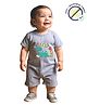COCOON ORGANICS 100% Cotton Knit Half Sleeves Little Dino Text Printed Anti Microbial Romper - Grey Melange