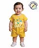 COCOON ORGANICS 100% Cotton Knit Half Sleeves I Love Mom Dad Text Printed Anti Microbial Romper - Yellow