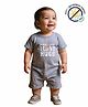 COCOON ORGANICS 100% Cotton Knit Half Sleeves I Love Hugs Text Printed Anti Microbial Romper - Grey Melange