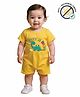 COCOON ORGANICS 100% Cotton Knit Half Sleeves Little Dino Text Printed Anti Microbial Romper - Yellow