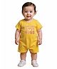 COCOON ORGANICS 100% Cotton Knit Half Sleeves I Love Hugs Text Printed Anti Microbial Romper - Yellow