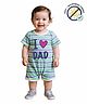 COCOON ORGANICS 100% Cotton Knit Half Sleeves Striped & I love Dad Printed Anit Microbial Romper - Green & Lilac