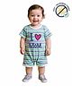 COCOON ORGANICS 100% Cotton Knit Half Sleeves I Love Mom Text Printed Striped Anti Microbial Romper - Green & Lilac