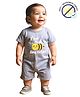 COCOON ORGANICS 100% Cotton Knit Half Sleeves Could I Bee Any Cuter Text Printed Anti Microbial Romper - Grey Melange