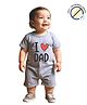 COCOON ORGANICS 100% Cotton Knit Half Sleeves I Love Dad Text Printed Anit Microbial Romper - Grey Melange