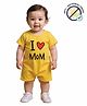 COCOON ORGANICS 100% Cotton Knit Half Sleeves I Love Mom Text Printed Anit Microbial Romper - Yellow