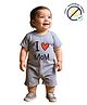 COCOON ORGANICS 100% Cotton Knit Half Sleeves I Love Mom Text Printed Anit Microbial Romper - Grey Melange