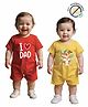 COCOON ORGANICS 100% Cotton Knit Pack Of 2 Half Sleeves I Love Dad & Tiger Printed Romper - Yellow & Red